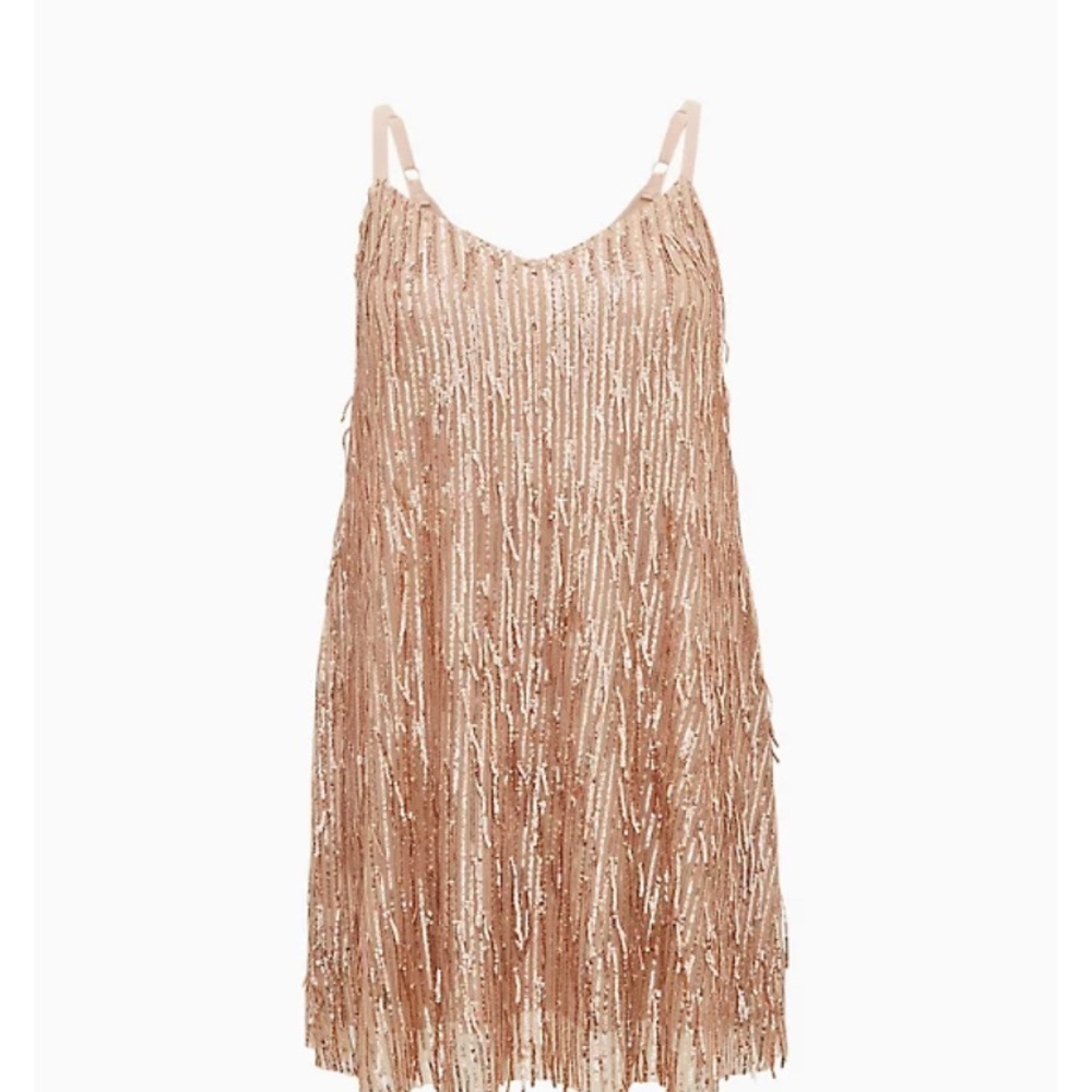Torrid GOLD SHIMMER FRINGE MINI DRESS